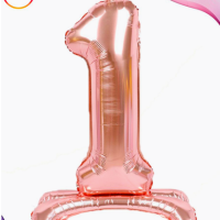 Шарteka Воздушный шар цифра 1 на подставке фольгированный розовый