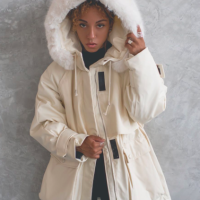 OFF DROP Куртка женская зимняя с капюшоном удлиненная оверсайз,парка