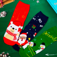 octopus.shop Новогодние носки с принтом, набор 3 пары