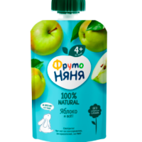 Пюре фруктовое ФРУТОНЯНЯ Яблоко, с 4 месяцев, 90г, Россия, 90 г